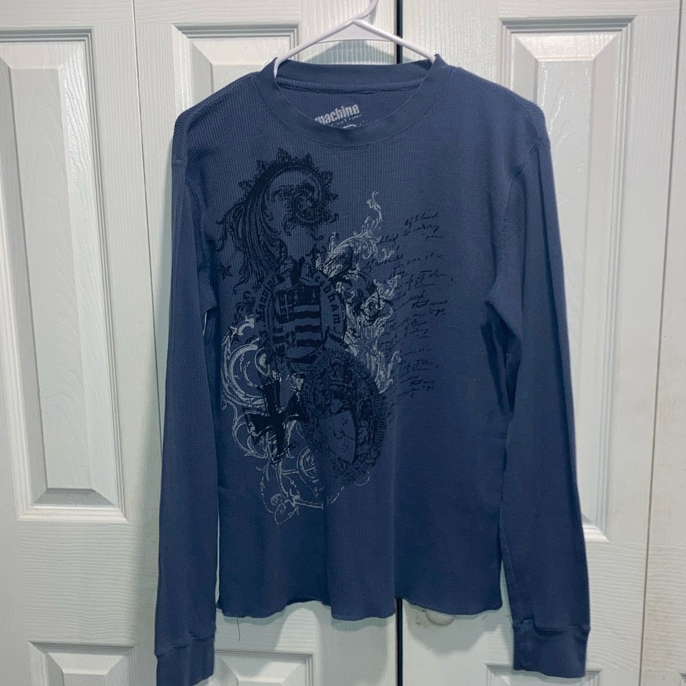 Machine blue  Graphic  thermal Long Sleeve Tee